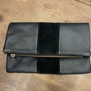 Black Leather Magnetic Folding Clutch